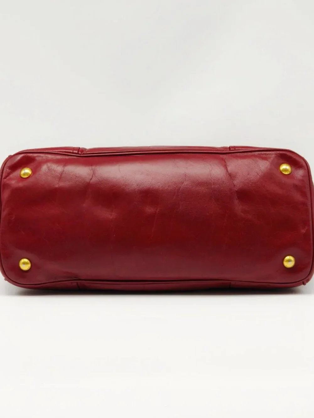 Prada Red Vitello Shine Leather Large Satchel Tote Handbag